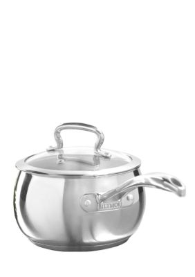 Alpine Cuisine Sauce Pan Stainless steel 3Qt Belly Shape with  Glass Lid & Ergonomic Handle, induction Bottom Sauce Pan, Sauce Pot with  Glass Lid for Cooking, Easy Clean & Rust Free