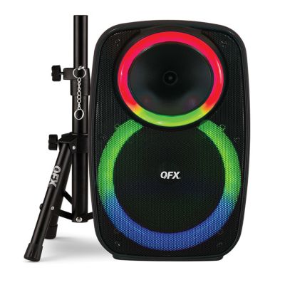 Qfx Portable Bluetooth True Wireless Speaker With Leds, Microphone, And Stand, Black, Pbx-157Sm