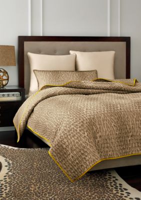 Vince Camuto Marseille Gold Printed King Coverlet 96 In X 104 In