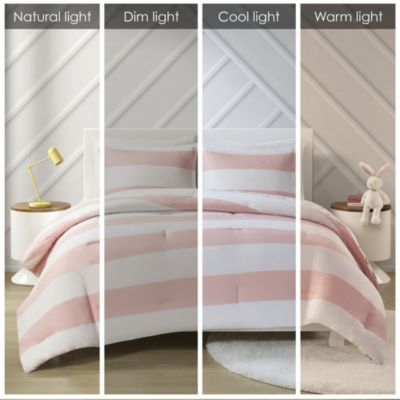 Shop Cotton Cabana Stripe Reversible Comforter Set with Rainbow Reverse  Pink, Comforters & Blankets