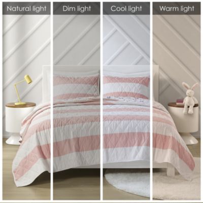 Shop Cotton Cabana Stripe Reversible Comforter Set with Rainbow Reverse  Pink, Comforters & Blankets