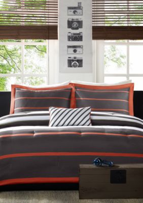 Mizone Ashton Orange And Gray Comforter Set Belk