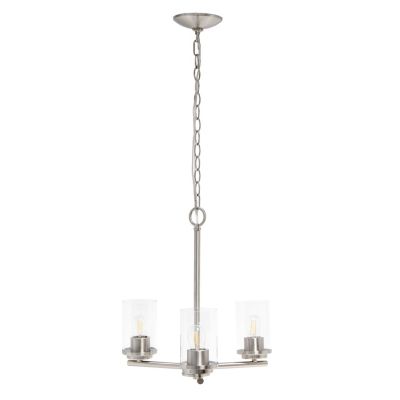 Lalia Home 3-Light 15"" Classic Contemporary Clear Glass And Metal Hanging Pendant Chandelier, Gold