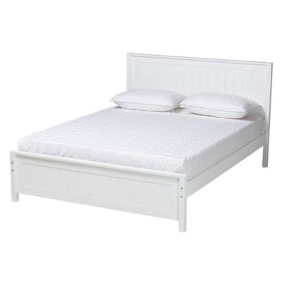 Baxton Studio Neves Classic And Traditional Wood Platform Bed, White, Queen -  0193271264261