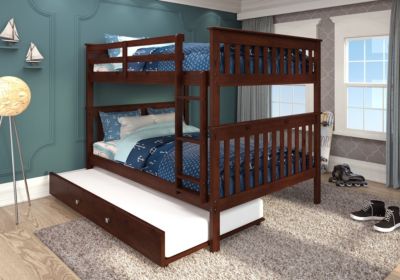 Donco Kids Full/full Mission Bunk Bed With Trundle Bed