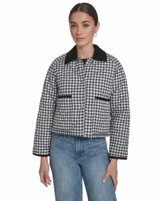 Levi's Women's Lightweight Diamond Quilted Jacket With Corduroy Collar, Large