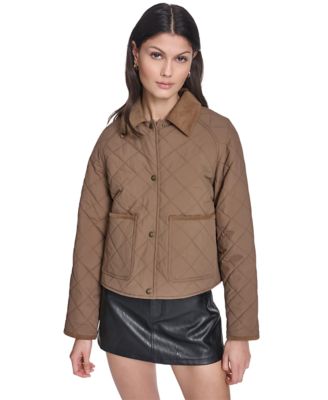 Levi's Women's Lightweight Diamond Quilted Jacket With Corduroy Collar, XL