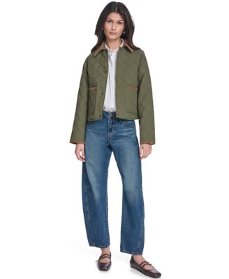 Levi's Women's Lightweight Diamond Quilted Jacket With Corduroy Collar, Large