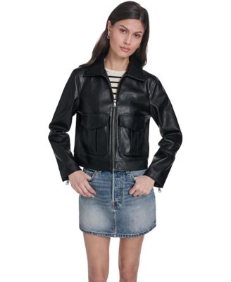 Levi's Women's Faux Leather Zip Front Jacket With Lower Pockets