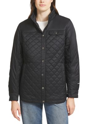 LANDS' END Women's Quilted Jacket, Black, Large