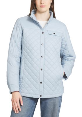 LANDS' END Women's Quilted Jacket, Light Blue, Large