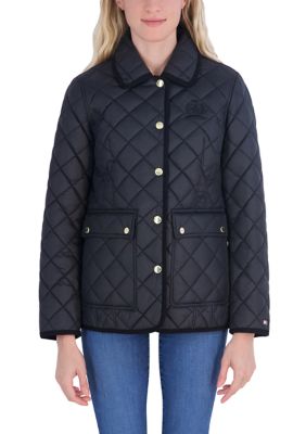 Tommy Hilfiger Women's Quilted Snap-Front Coat, Black, XL