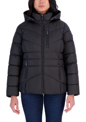 Calvin Klein Women's Short Puffer Jacket with Chest Pocket, Black, XXL