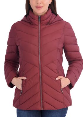 Calvin Klein Women's Short Packable Puffer Jacket, Brown, XXL