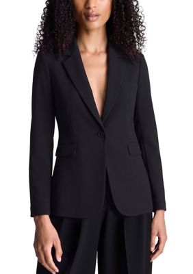 Kenneth Cole Reaction Women's One Button Jacket with Contrast Lined Sleeves, Black, XL