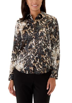 Kenneth Cole Reaction Women's Abstract Printed Satin Shirt