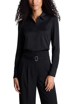 Kenneth Cole Reaction Women's Long Sleeve Button Front Knit Shirt