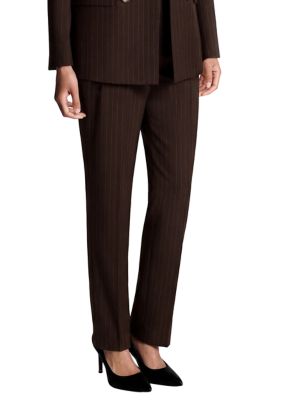 Kenneth Cole Reaction Women's Pleated Wide Leg Pinstripe Pants, White, 14