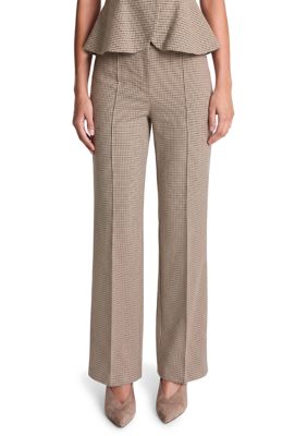 Kenneth Cole Reaction Women's Pull On Houndstooth Pintuck Trousers, Green, 14