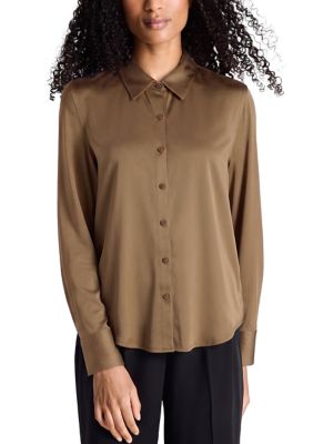 Kenneth Cole Reaction Women's Long Sleeve Button Front Knit Shirt