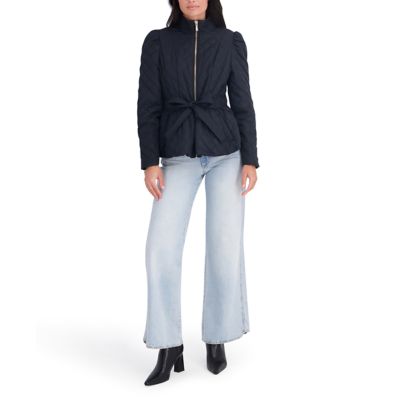 Kensie Women's Quilted peplum jacket, Black, Large