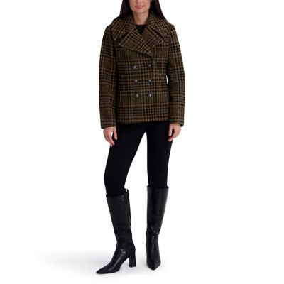 Kenneth Cole Women's Hi-low quilted jacket with accent zipper, Brown, Large