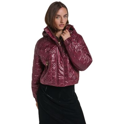 KARL LAGERFELD PARIS Women's Modern KL-Detail Quilted Bomber Jacket, Large