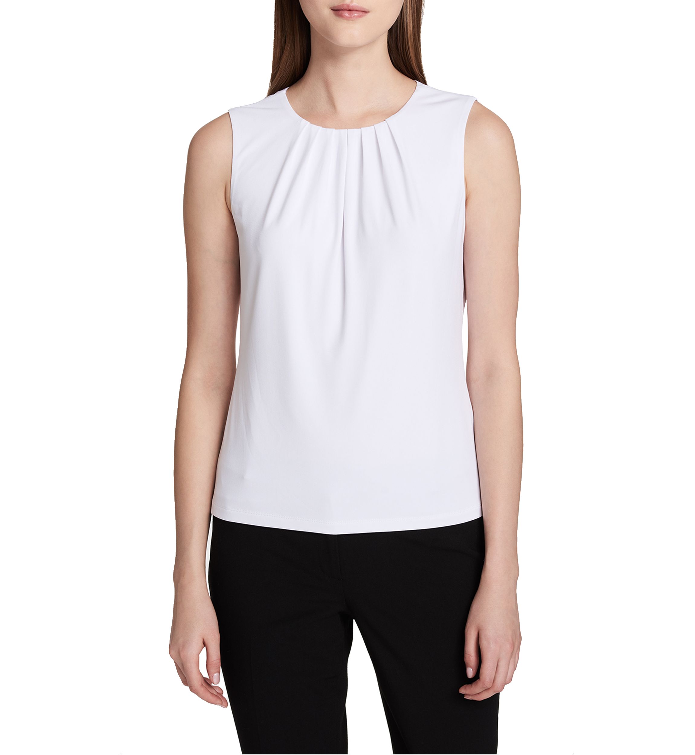 Pleated Neck Sleeveless Blouse