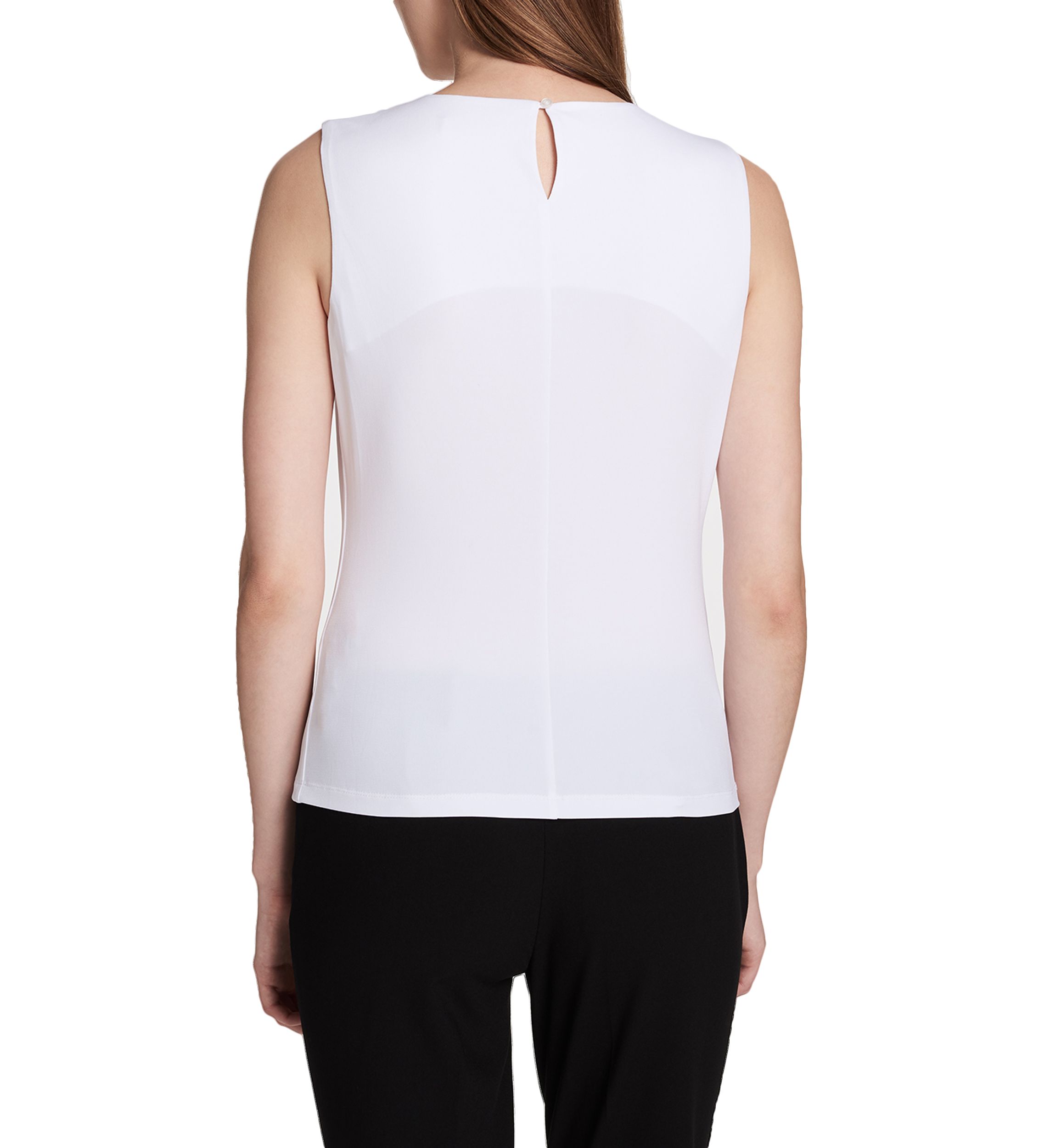 Pleated Neck Sleeveless Blouse