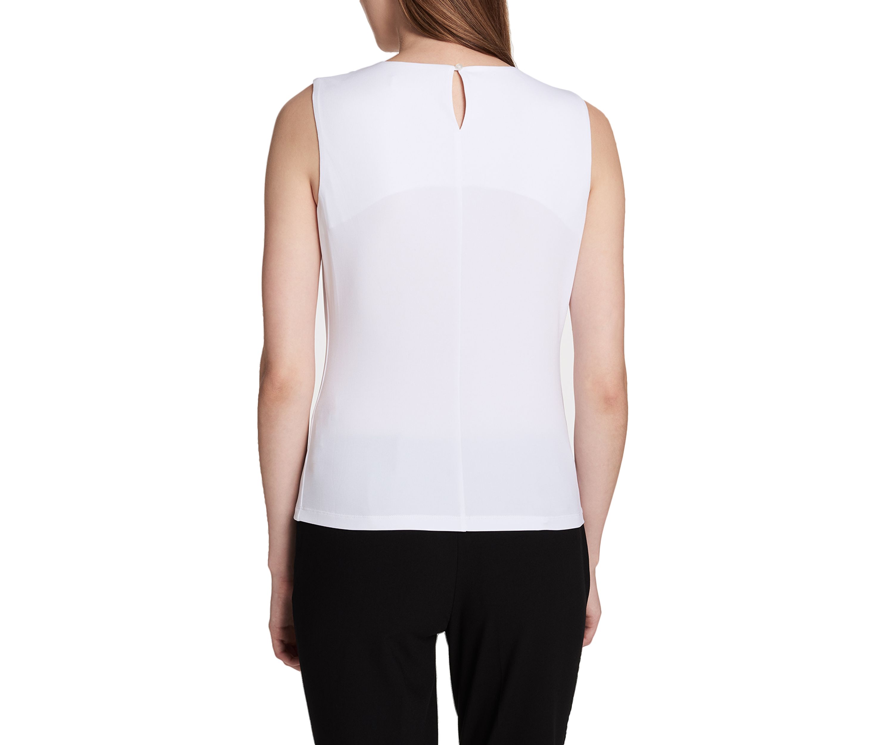 Pleated Neck Sleeveless Blouse