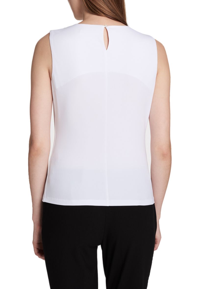 Pleated Neck Sleeveless Blouse