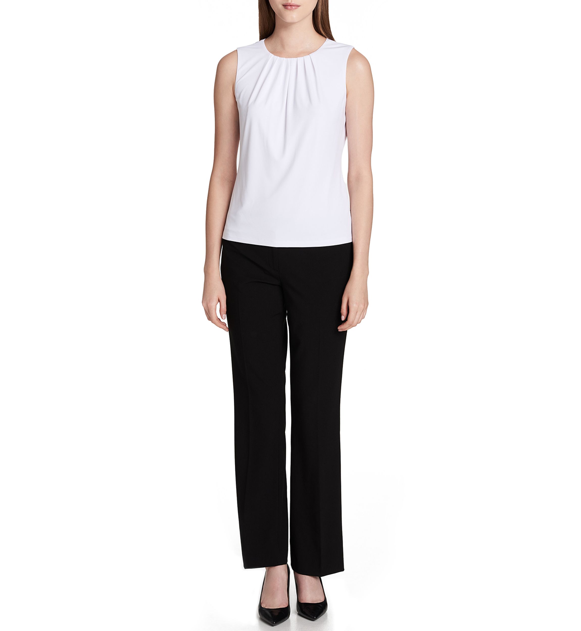 Pleated Neck Sleeveless Blouse