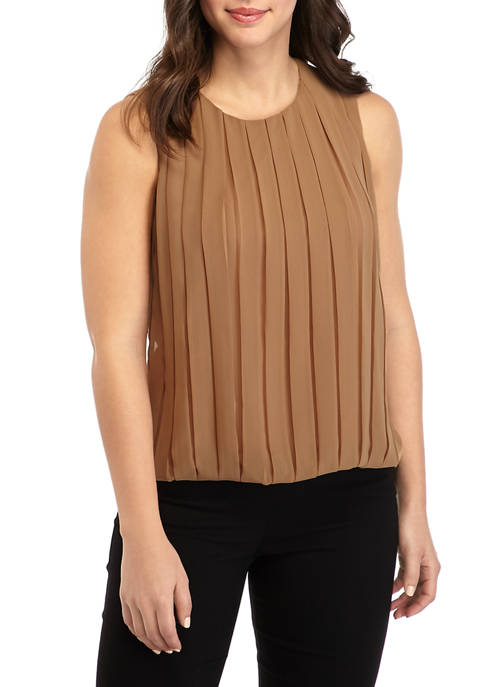 Solid Pleated Bubble Top