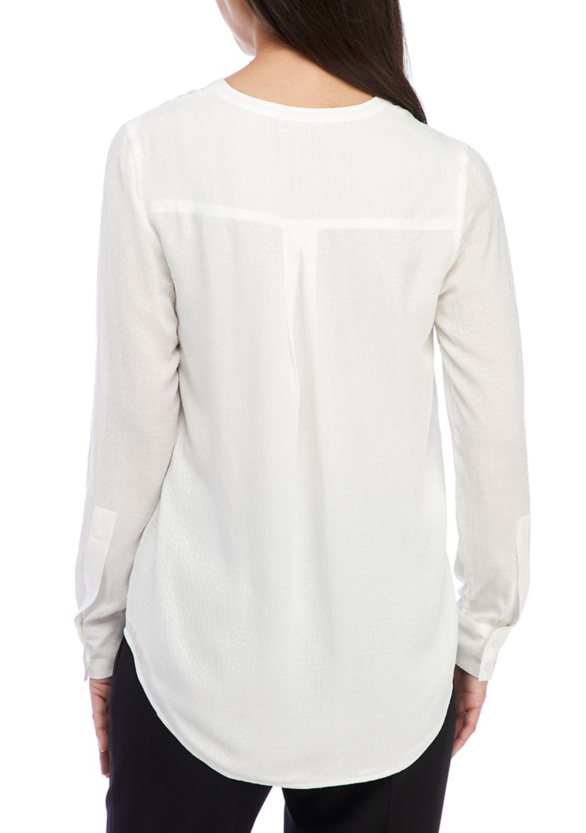 Long Sleeve Button Down Crinkle Tunic 