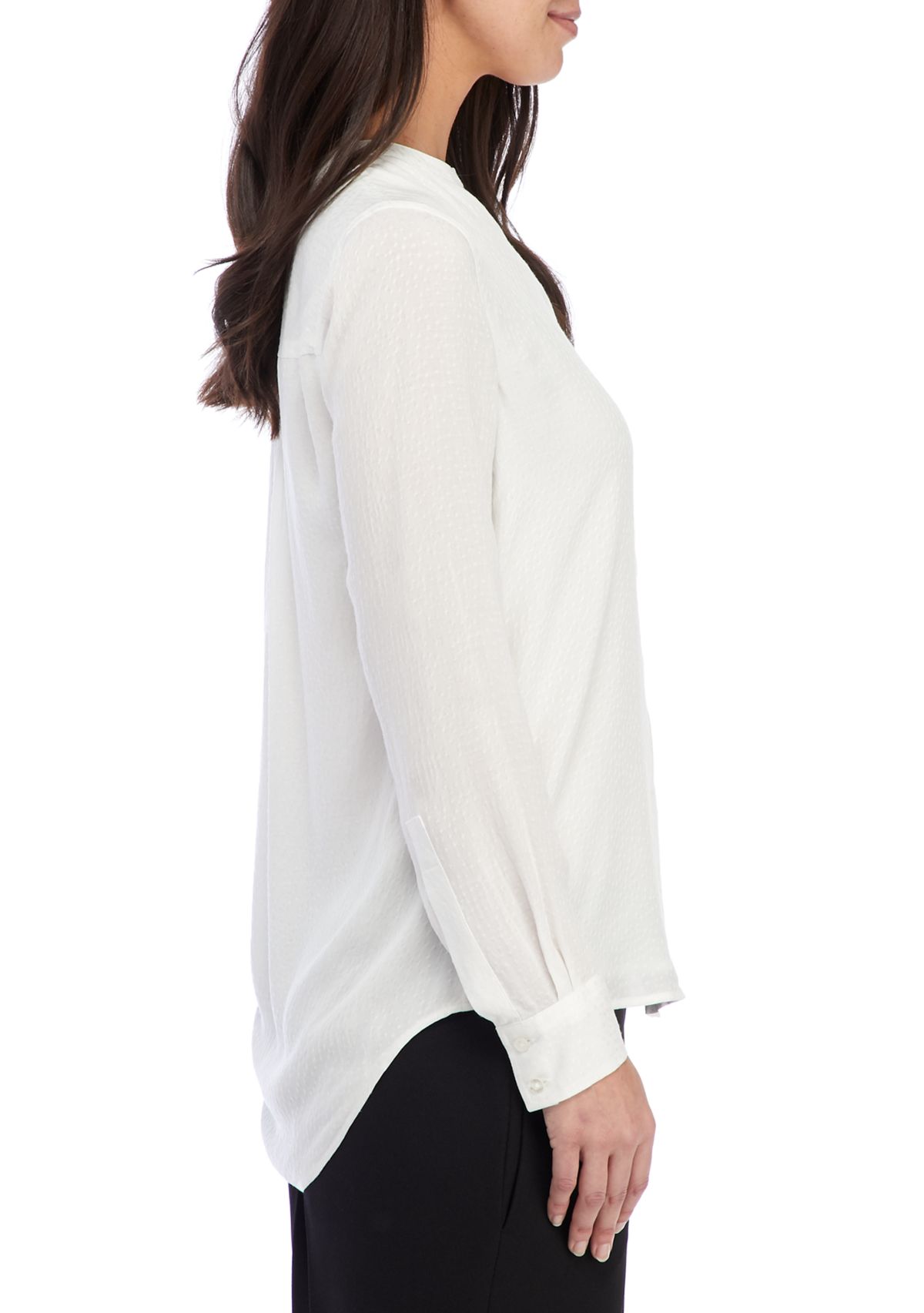 Long Sleeve Button Down Crinkle Tunic 