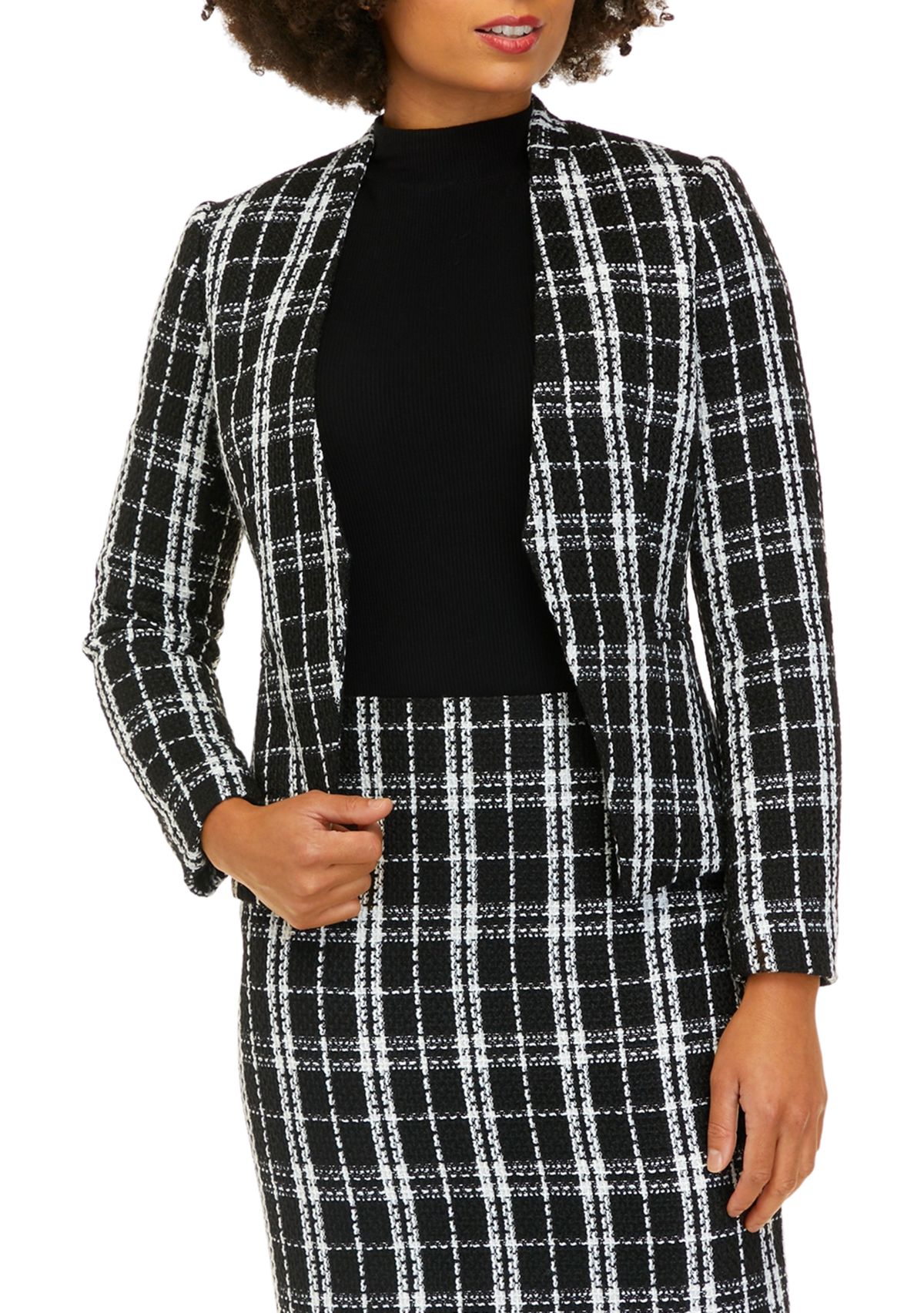 Womens Long Sleeve Open Boucle Jacket