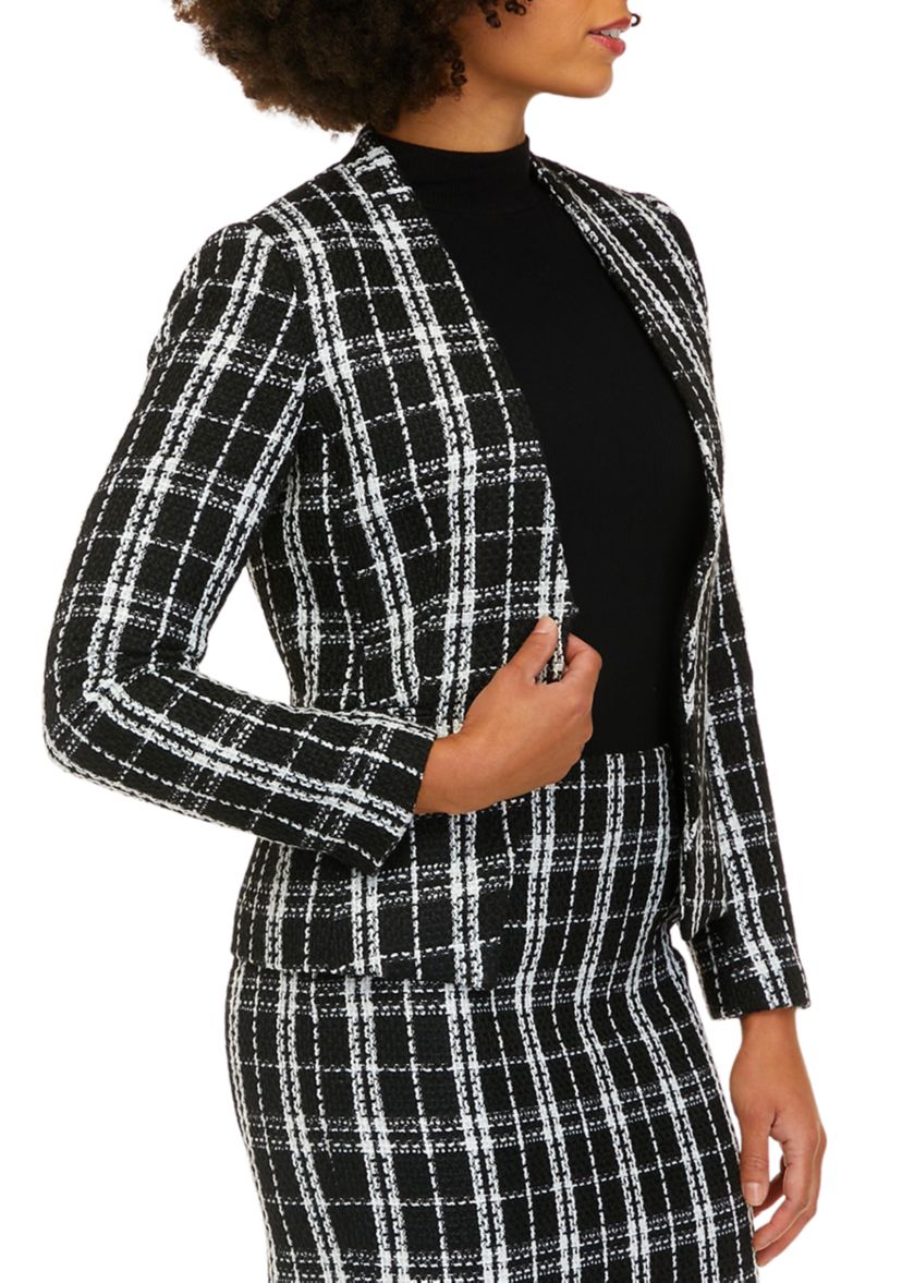 Womens Long Sleeve Open Boucle Jacket