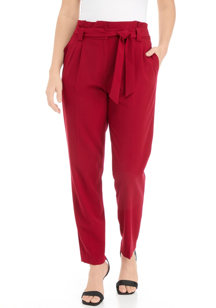 Womens Solid Tie Waist Pants