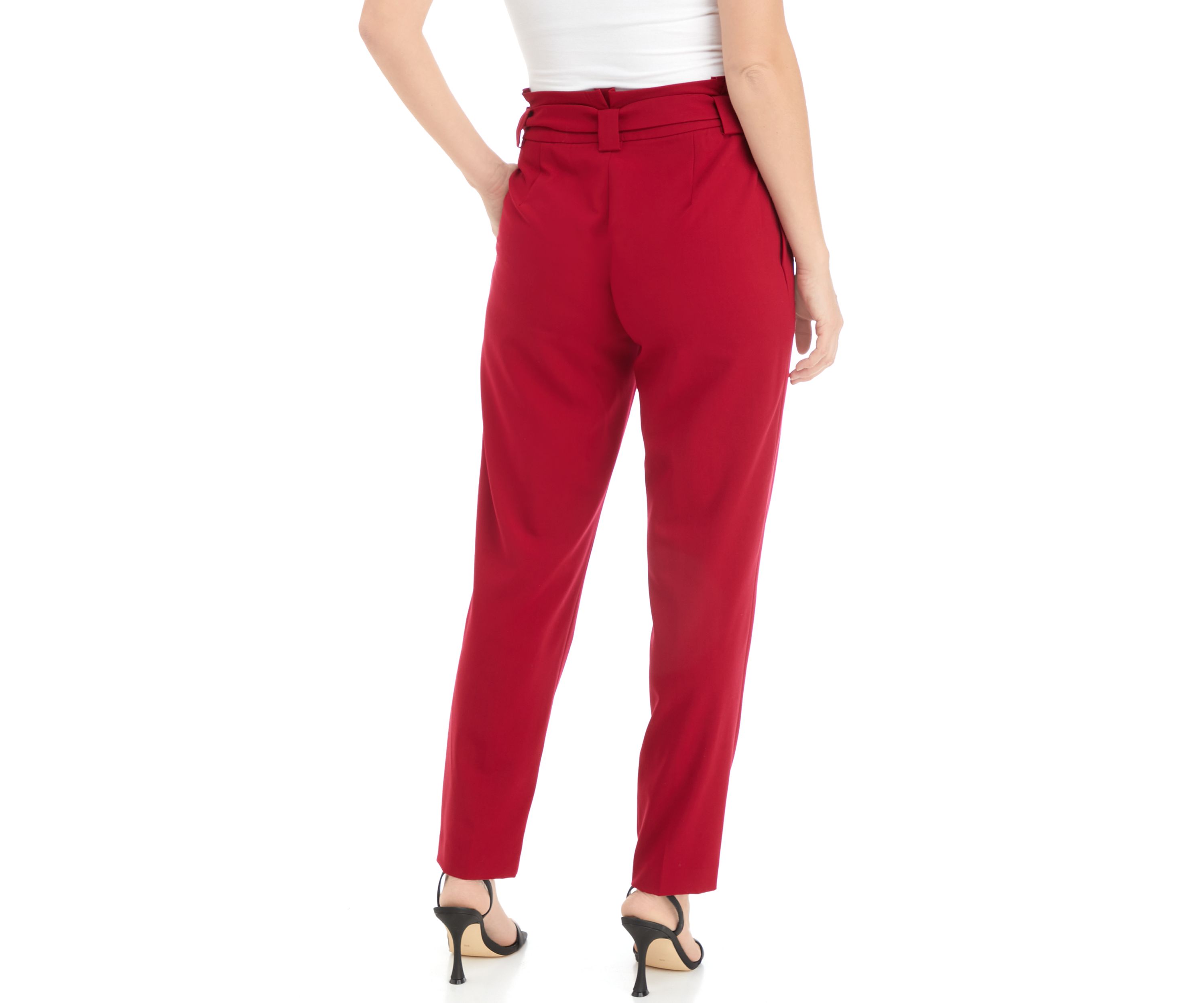 Womens Solid Tie Waist Pants
