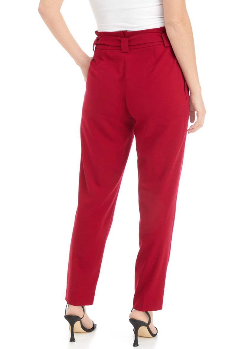 Womens Solid Tie Waist Pants