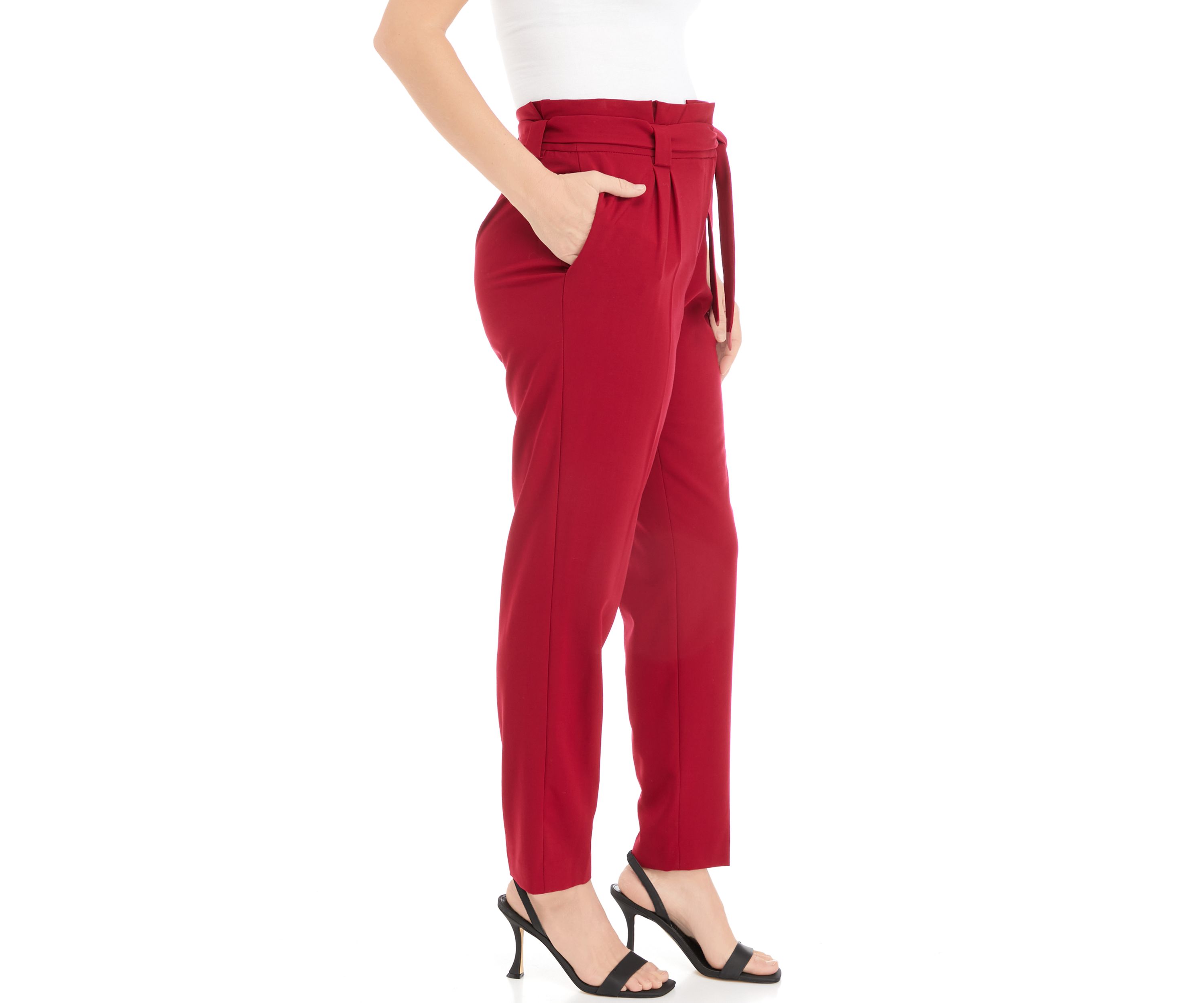 Womens Solid Tie Waist Pants