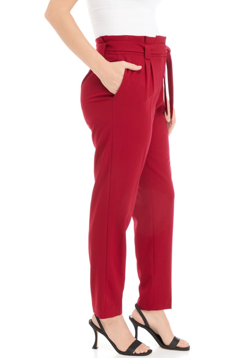 Womens Solid Tie Waist Pants