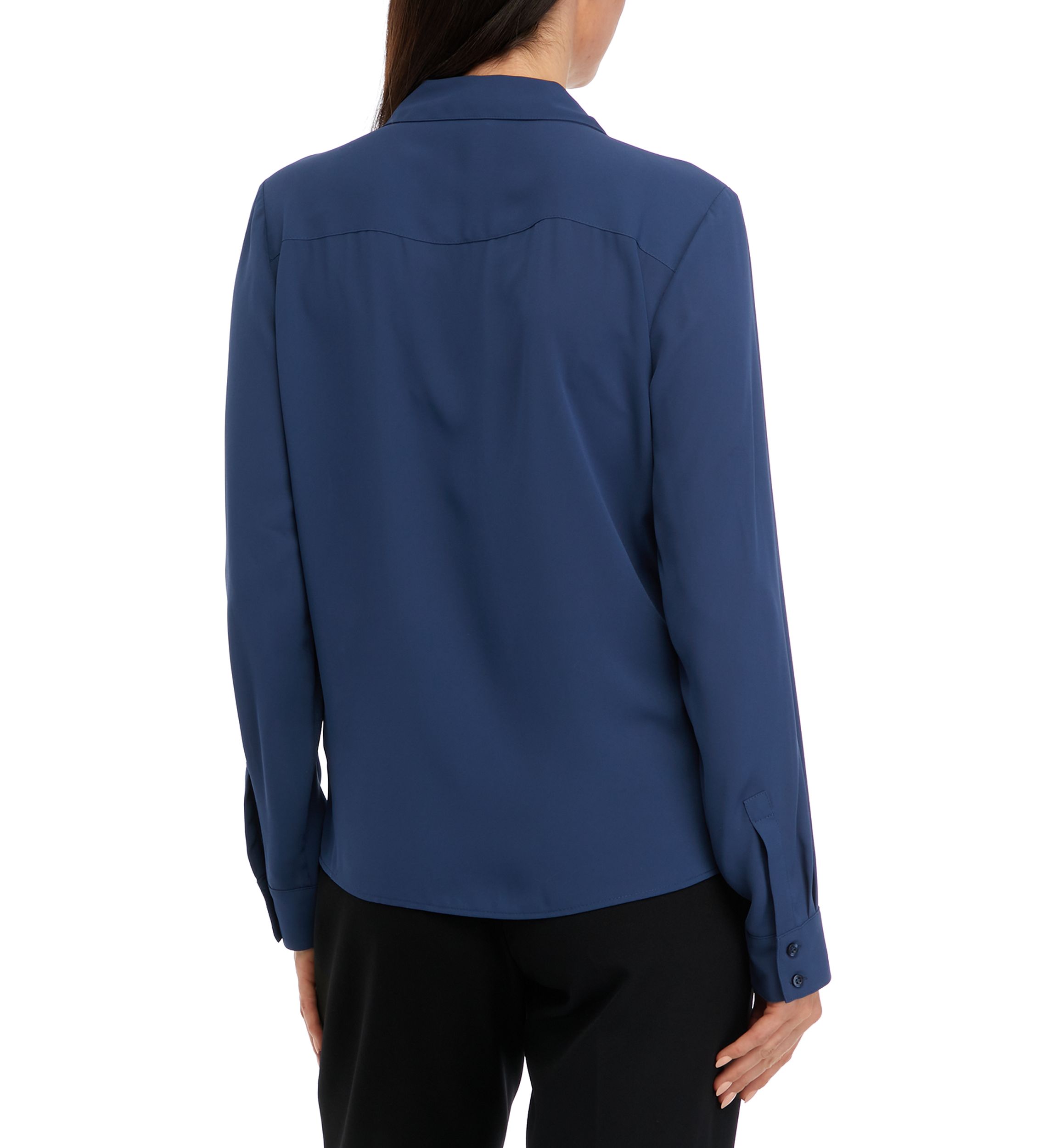 Womens Long Sleeve Ruffle Front Blouse