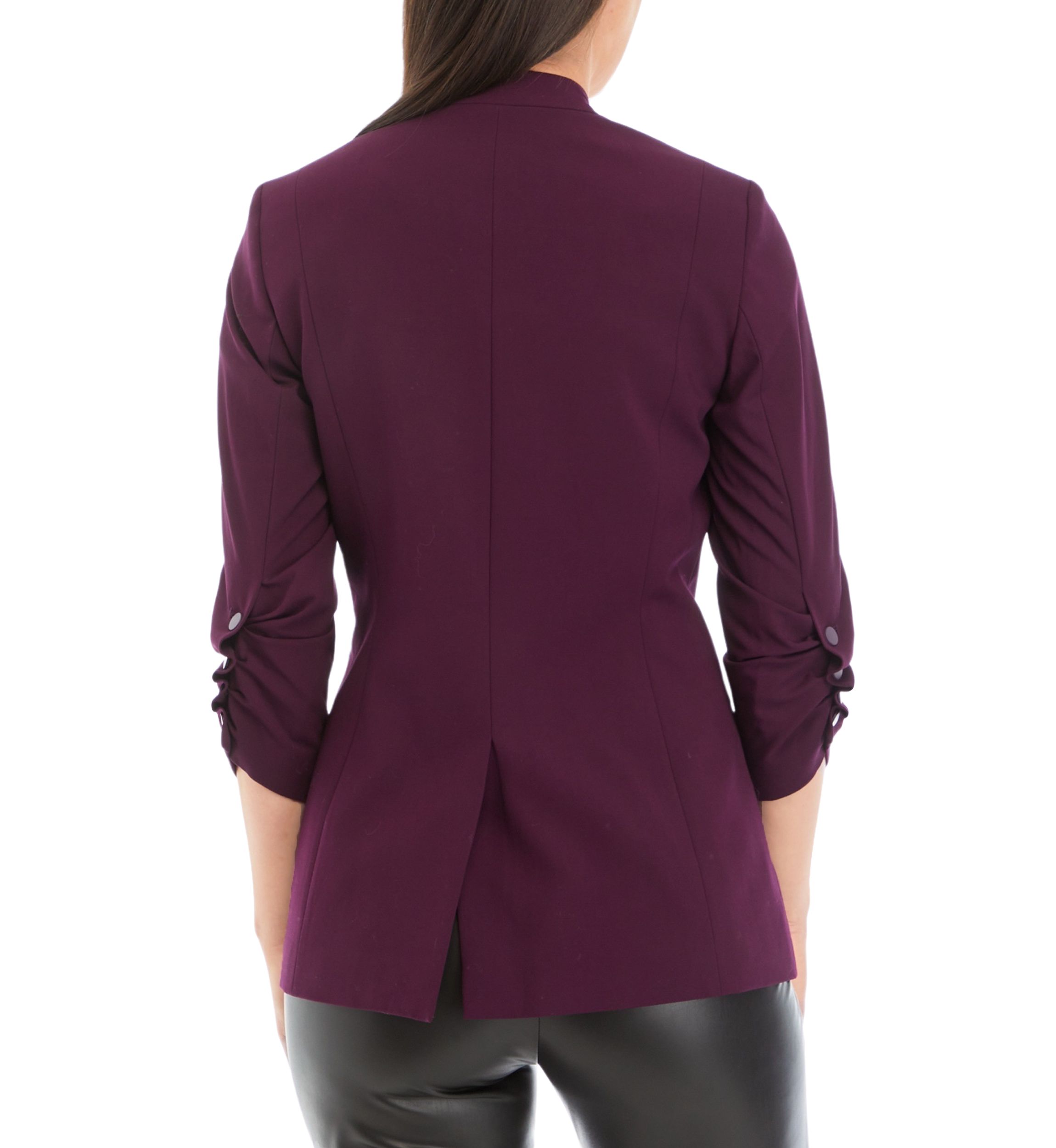 Womens 3/4 Sleeve Scrunched One Button Jacket