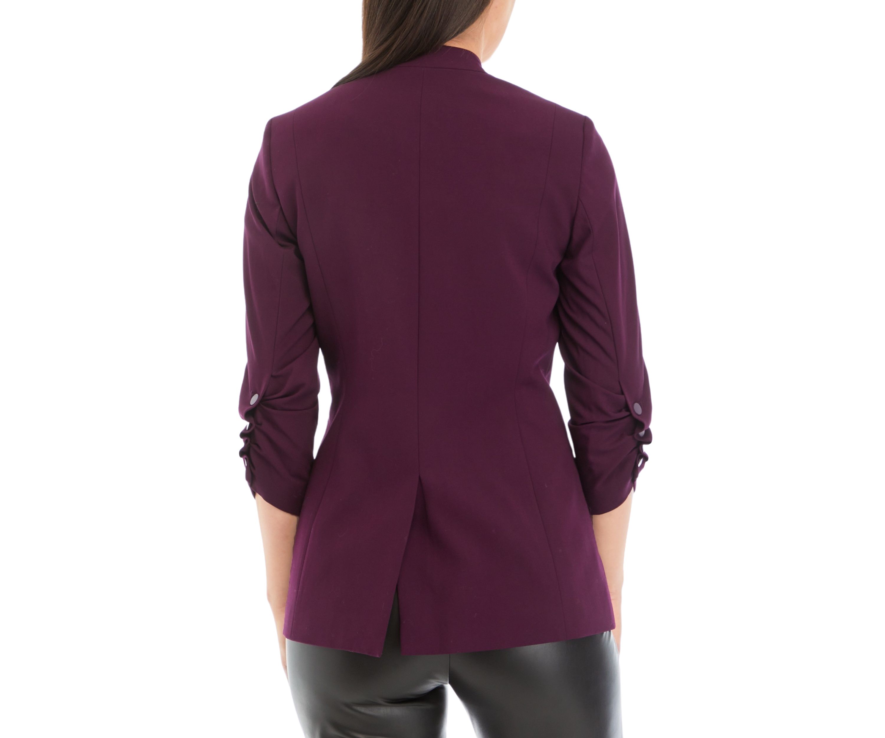 Womens 3/4 Sleeve Scrunched One Button Jacket