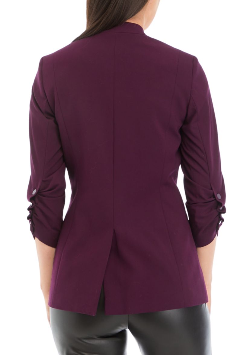 Womens 3/4 Sleeve Scrunched One Button Jacket
