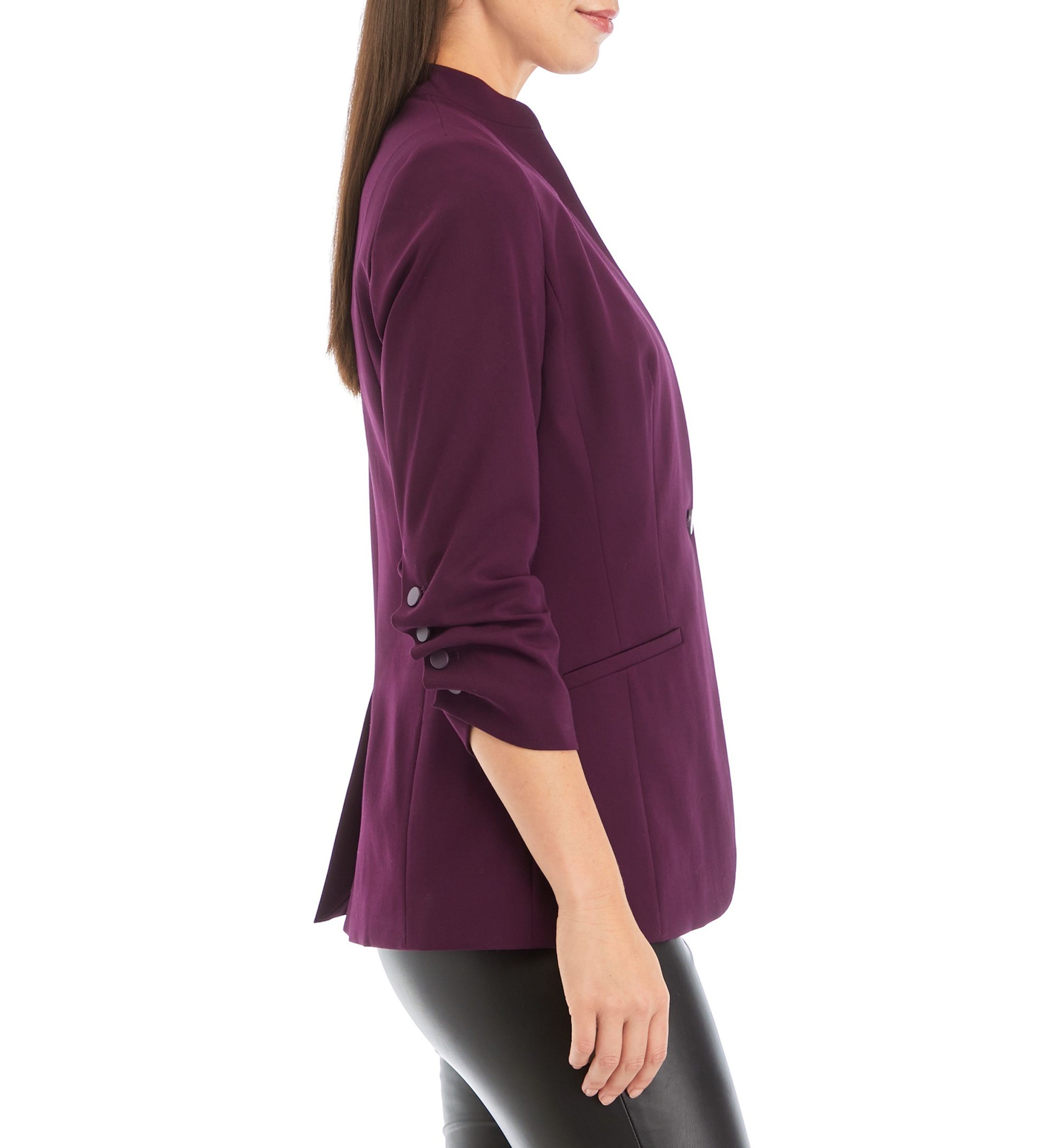 Womens 3/4 Sleeve Scrunched One Button Jacket