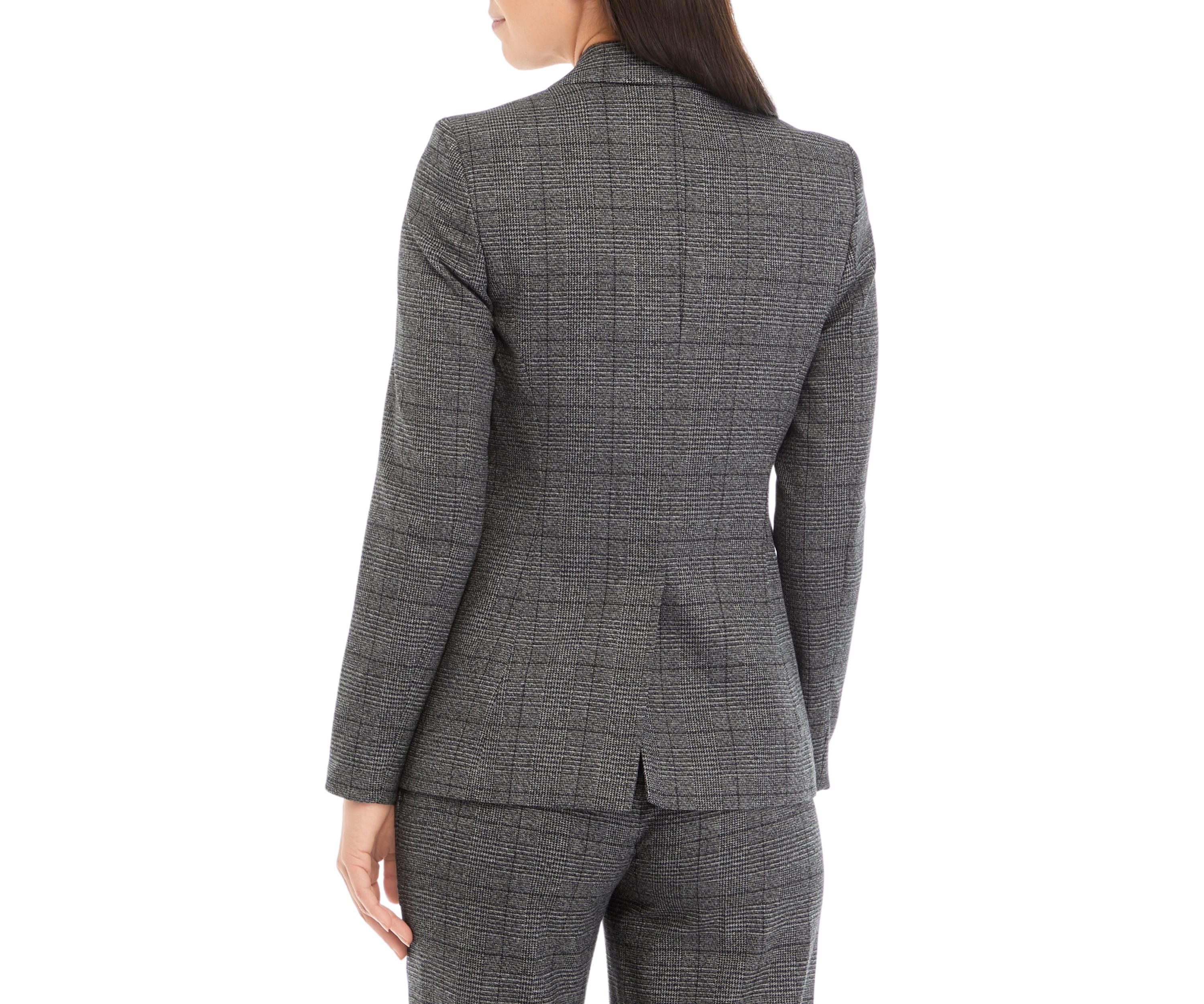 Womens Long Sleeve One Button Plaid Jacket