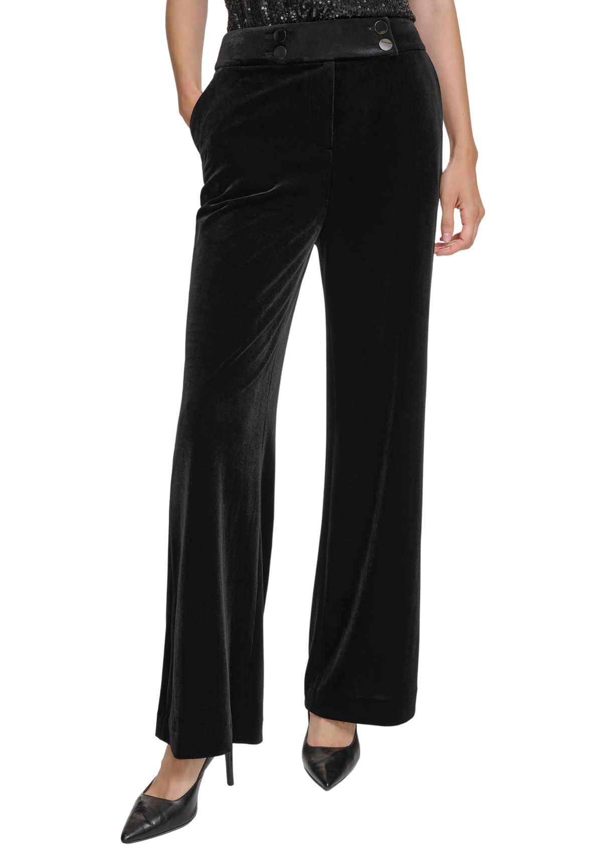 Womens Velvet Wide Leg Pants