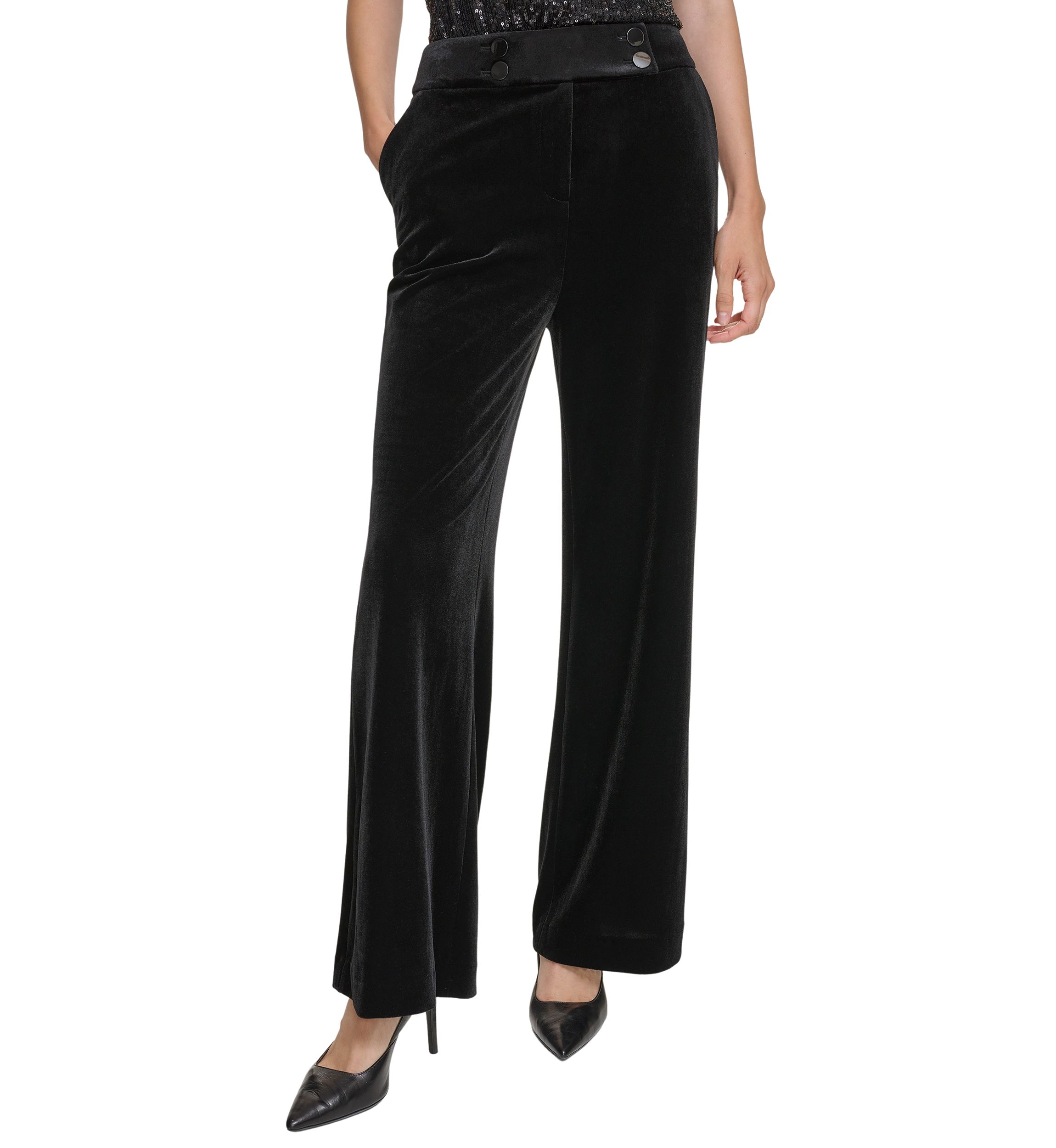 Womens Velvet Wide Leg Pants